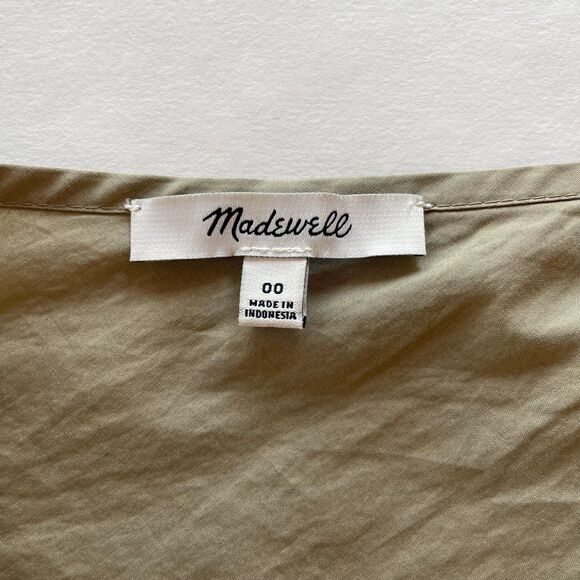 Madewell Khaki Tan Cold-Shoulder V-Neck V-Back Ruffle Wrap Style Dress Size 00 - Picture 7 of 12
